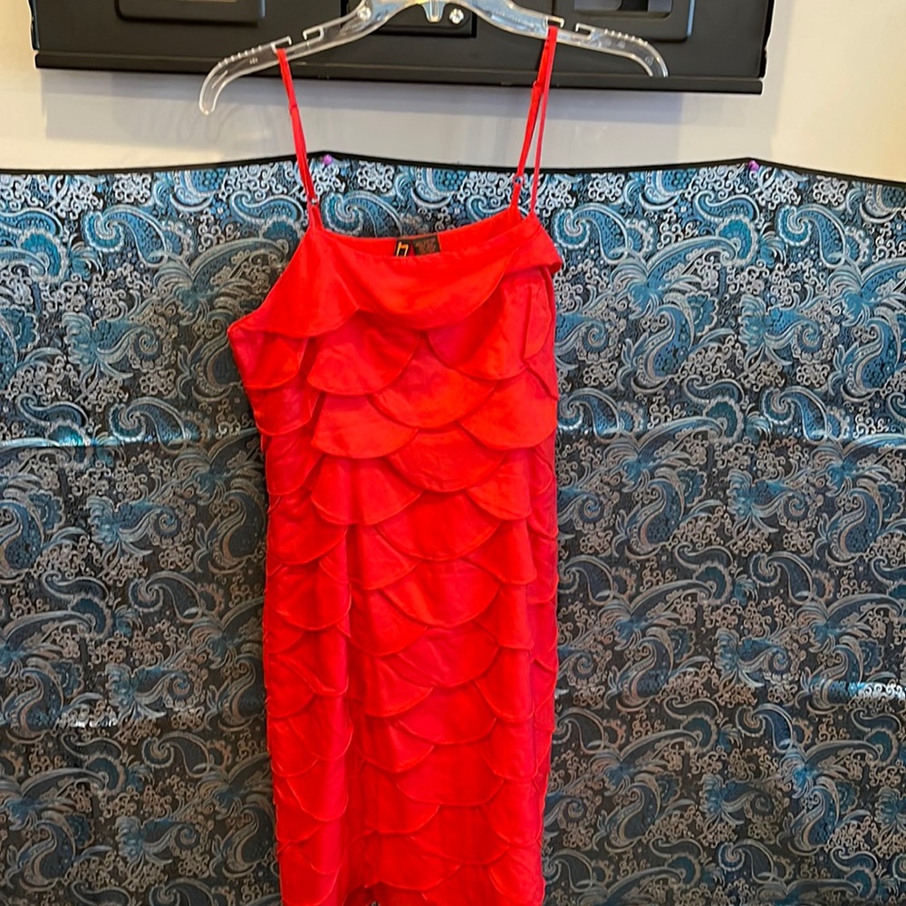 Nelli by Janice Red Silk Blend Sleeveless Ruffle Party Dress Size 2 Knee Length